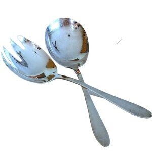 Vintage Reed & Barton EPICURE Silverplate Serving Utensils 9" fork spoon set vin